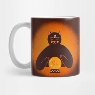 Cute black cat art. Halloween fortune teller illustration Mug